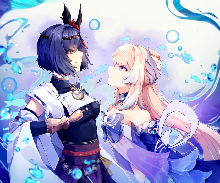 Sangonomiya Kokomi and Kujou Sara from Genshin Impact 4K