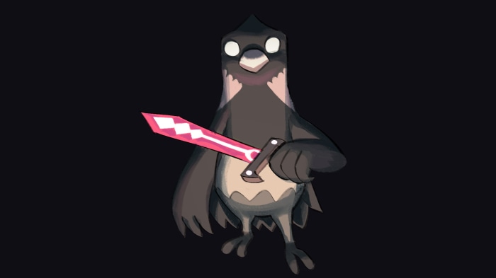 Bird character holding a sword from Death's Door