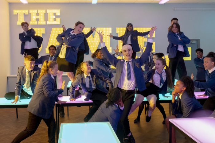 Students dancing in a classroom for Everybody's Talking About Jamie