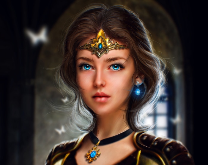 Fantasy Woman with Blue Eyes and Tiara