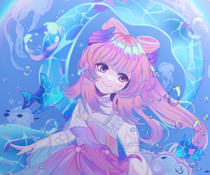 Sangonomiya Kokomi from Genshin Impact underwater