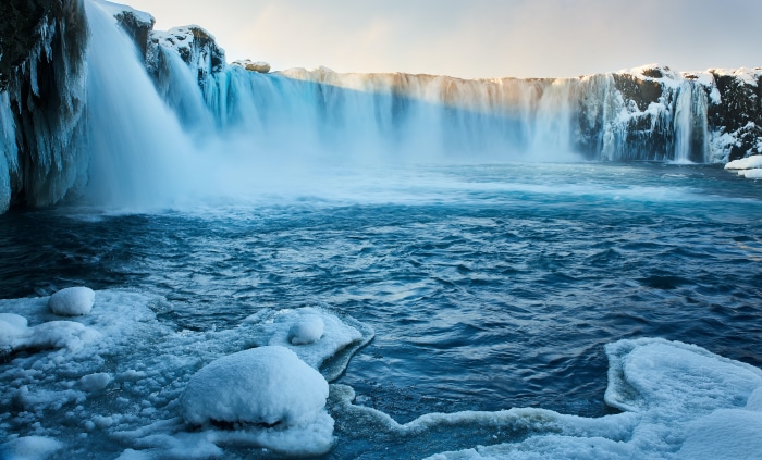 Goðafoss Waterfall in Iceland 4K