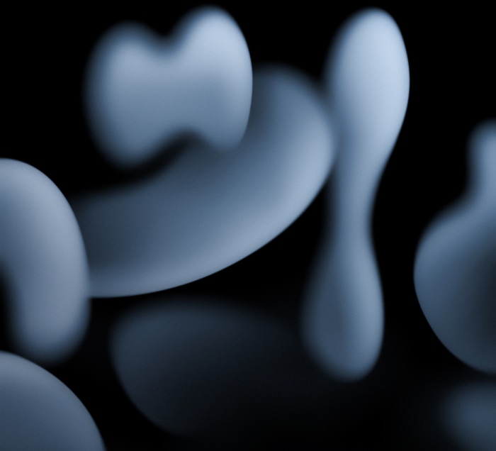 Abstract blue shapes on black background