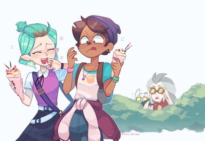 Amity and Luz from The Owl House with Ice Cream