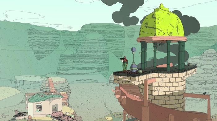 Sable character on a tower with a dome