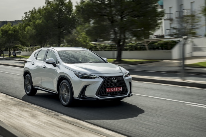 White Lexus NX 250 4K driving on road