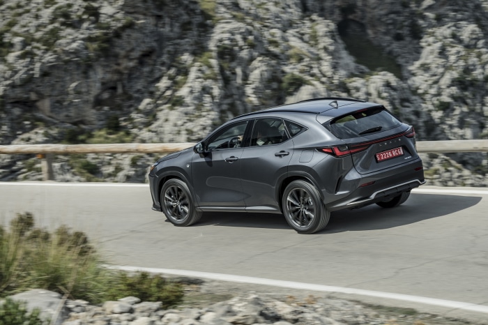 Lexus NX 350 F SPORT driving on a mountain road