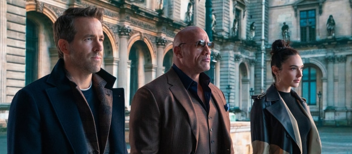 Ryan Reynolds, Gal Gadot, and Dwayne Johnson in Red Notice