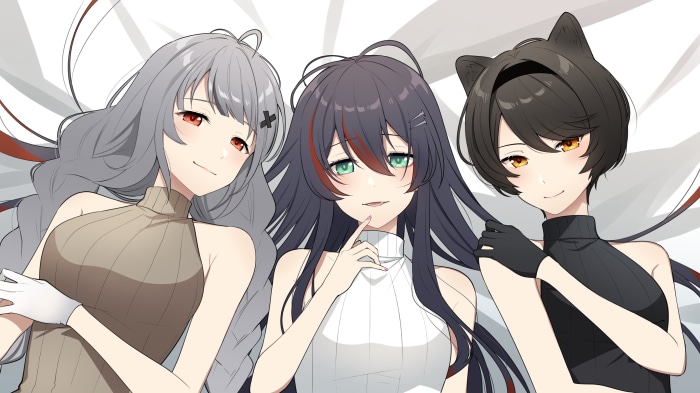 Mika Melatika, Xia Ekavira, and Hyona Elatiora from Nijisanji