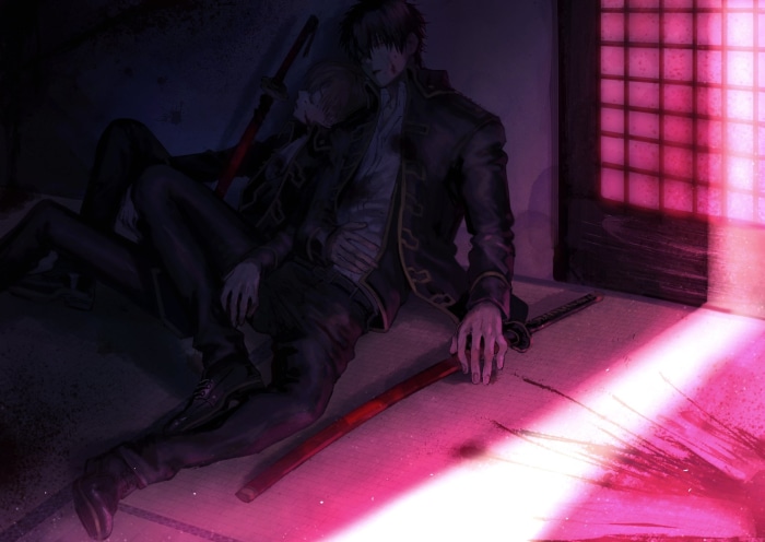 Gintama: Two men resting with swords