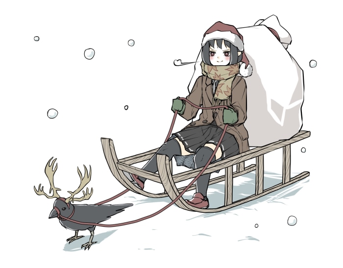 Aya Shameimaru from Touhou in a Sleigh