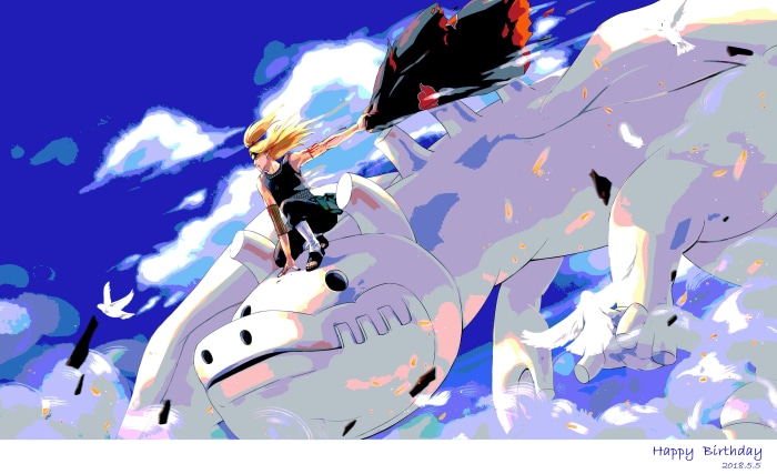 Deidara from Naruto riding a giant clay creature