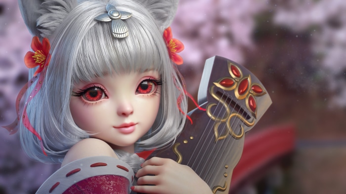 Girl with musical instrument in Story Of Hero: Lost Artifact HD