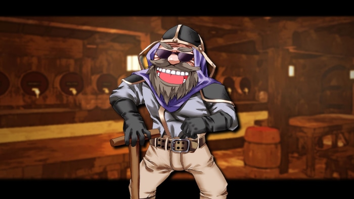 Dwarf with sunglasses in a tavern