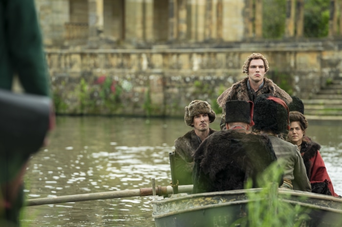 Nicholas Hoult in a boat