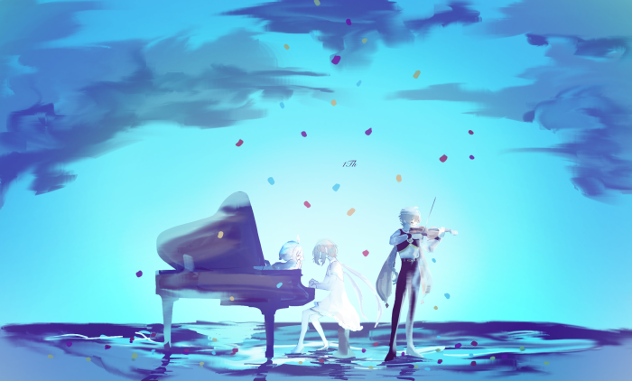 Aether and Lumine playing piano and violin