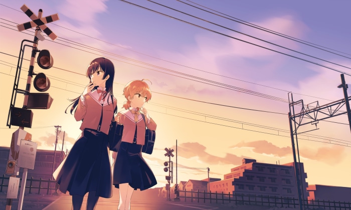 Yuu Koito and Touko Nanami at a Railroad Crossing