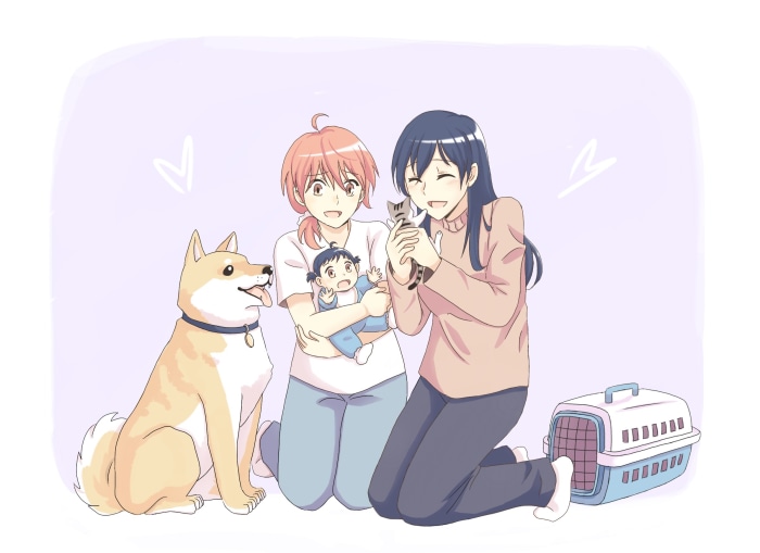 Yuu Koito and Touko Nanami with pets