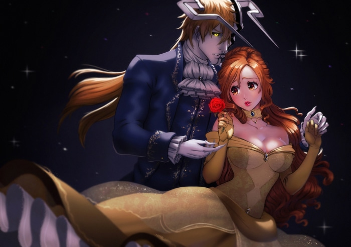 Orihime Inoue and Ichigo Kurosaki from Bleach as Beauty and the Beast