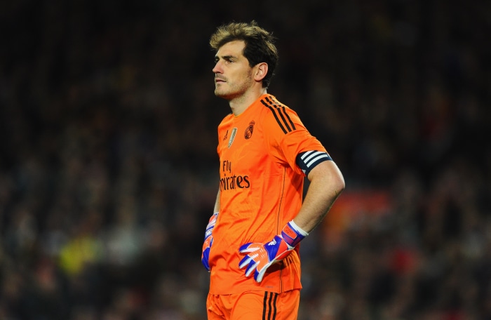 Iker Casillas in orange Real Madrid kit