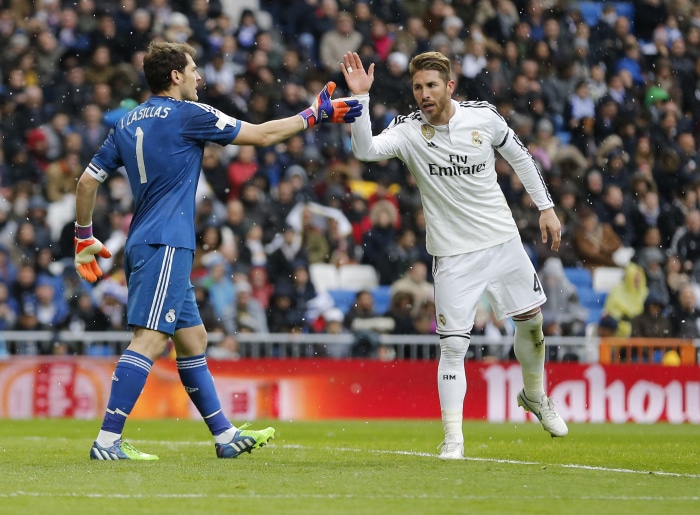 Iker Casillas and Sergio Ramos of Real Madrid