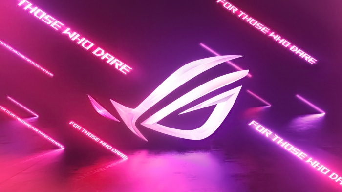 ASUS ROG logo with neon text