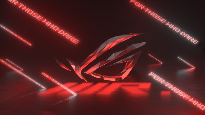 ASUS ROG logo with "FOR THOSE WHO DARE" text