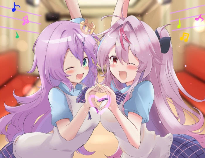 Grenville and Javelin from Azur Lane making a heart