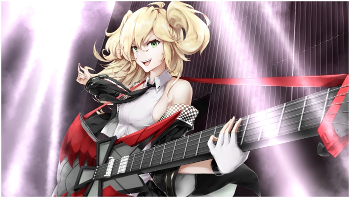 Admiral Hipper from Azur Lane playing guitar