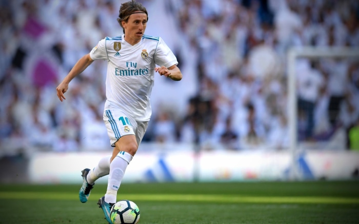 Luka Modrić playing soccer