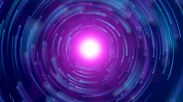 Abstract swirling light streaks in purple and blue