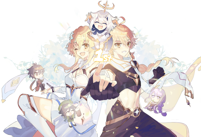 Genshin Impact characters celebrating 1st anniversary