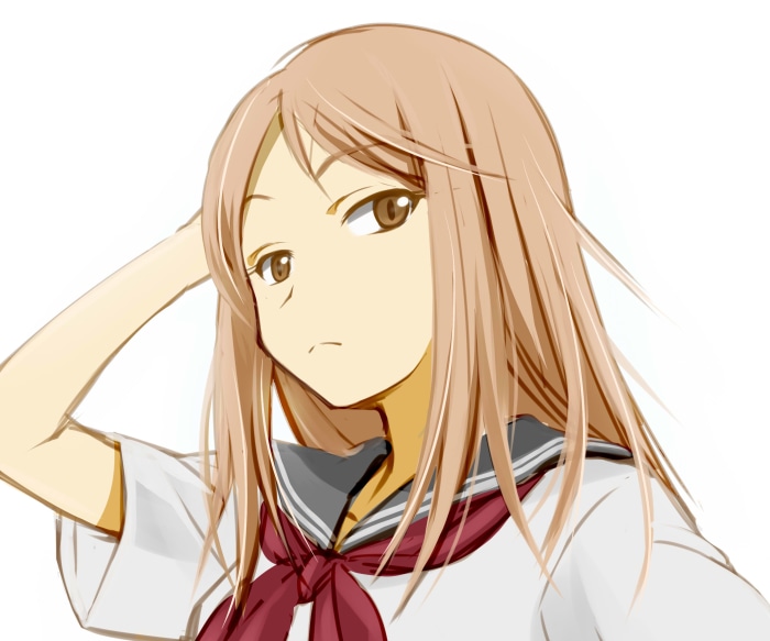 Girl with brown hair in school uniform
