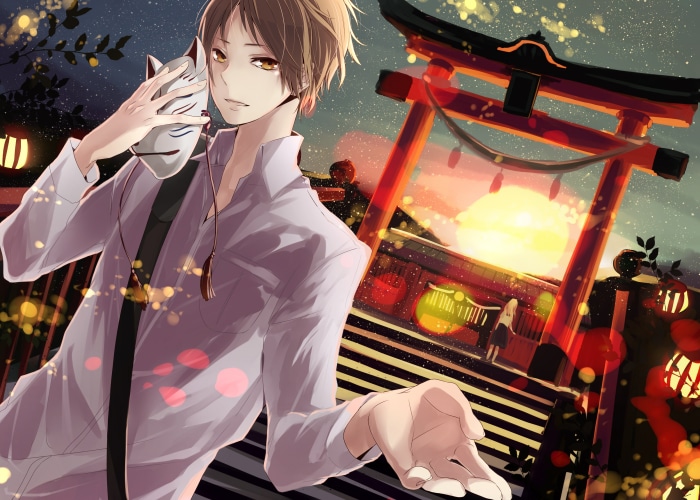 Takashi Natsume from Natsume's Book of Friends holding a mask