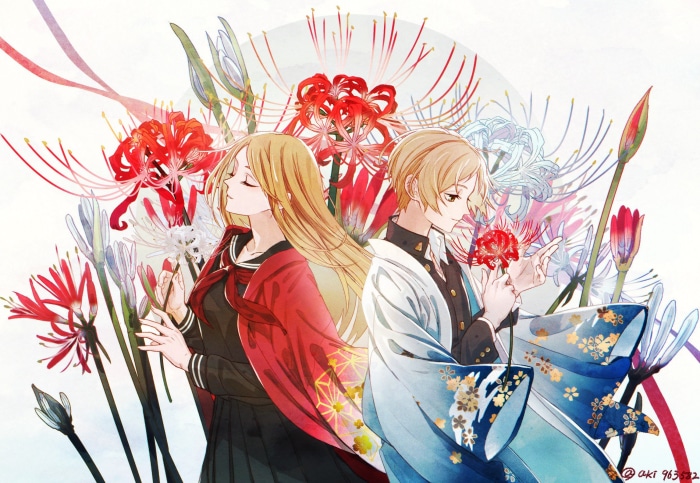 Natsume's Book of Friends: Takashi and Reiko with Spider Lilies
