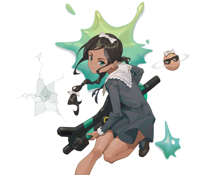Neiru Aonuma from Wonder Egg Priority with a gun