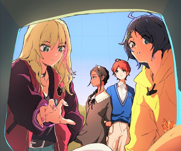 Wonder Egg Priority characters Ai Ohto, Rika Kawai, Momoe Sawaki, and Neiru Aonuma