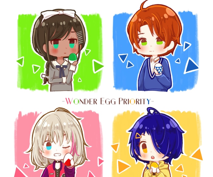 Wonder Egg Priority Characters with Eggs