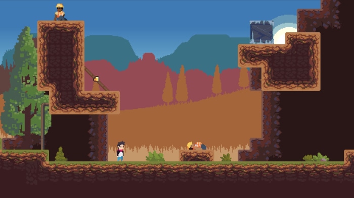 What Lies In The Multiverse characters in a pixel art landscape