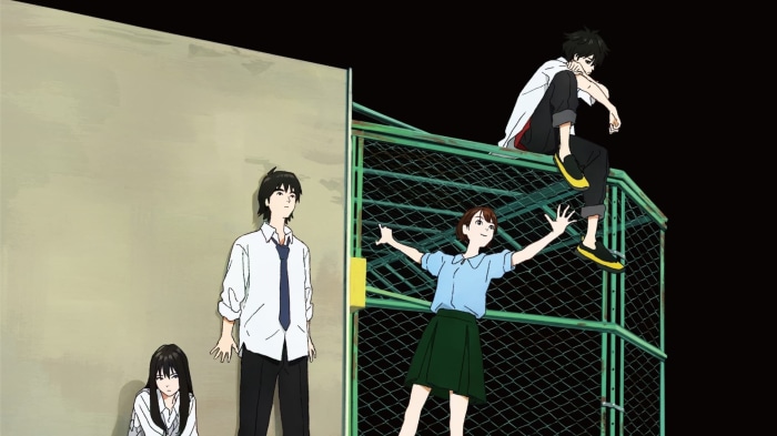 Sonny Boy anime characters on a fence
