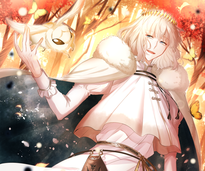 Oberon from Fate/Grand Order with a moth