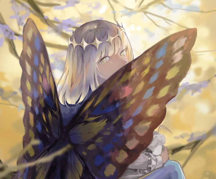 Pretender from Fate/Grand Order with butterfly wings