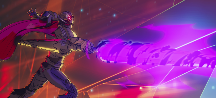 Ultron from What If...? firing energy blast