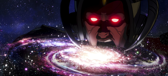 Ultron from What If...? in space with a galaxy