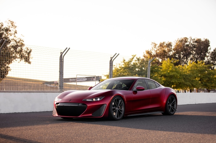 Drako GTE electric supercar on a racetrack