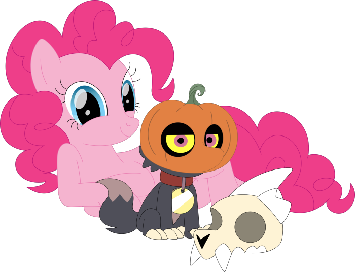 Pinkie Pie, King Clawthorne, and a pumpkin character