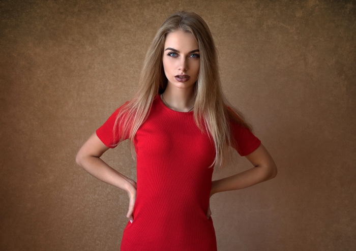 Woman in a red dress