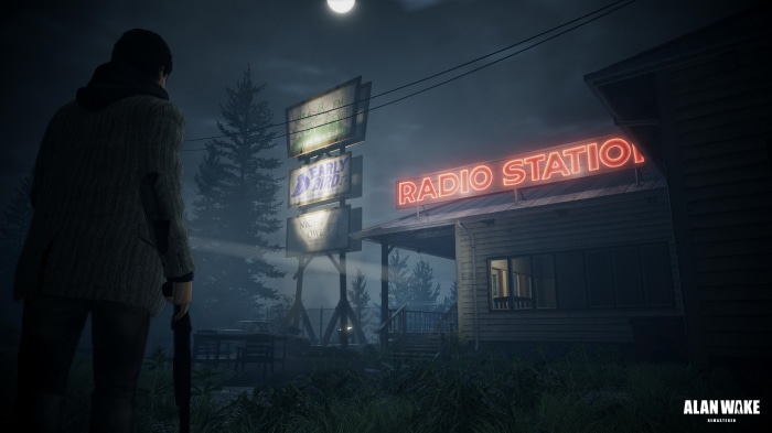 Alan Wake Remastered Night Scene at Radio Station