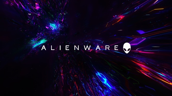Alienware logo with abstract colorful background
