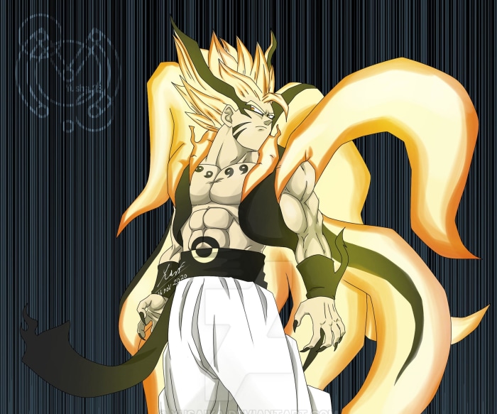 Gogeta in Baryon Mode from Naruto and Dragon Ball Crossover